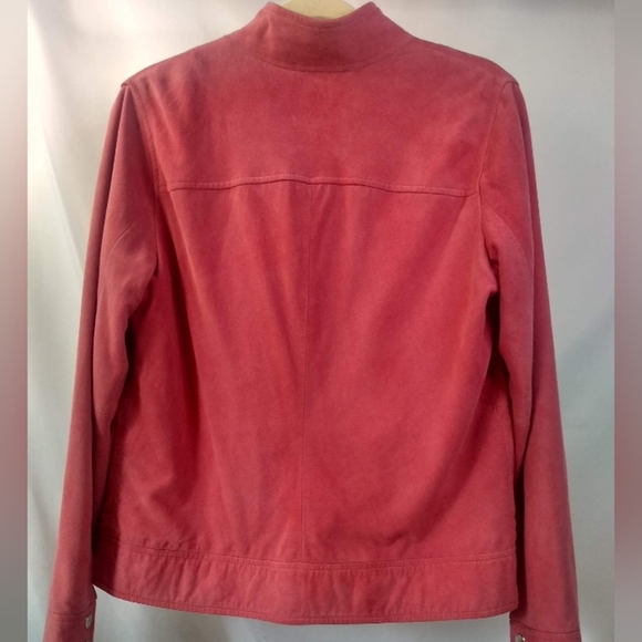 Liz Golf by Liz Claiborne Suede Lined Zip Up Jacket Snap Collar Sleeves S - Picture 11 of 12